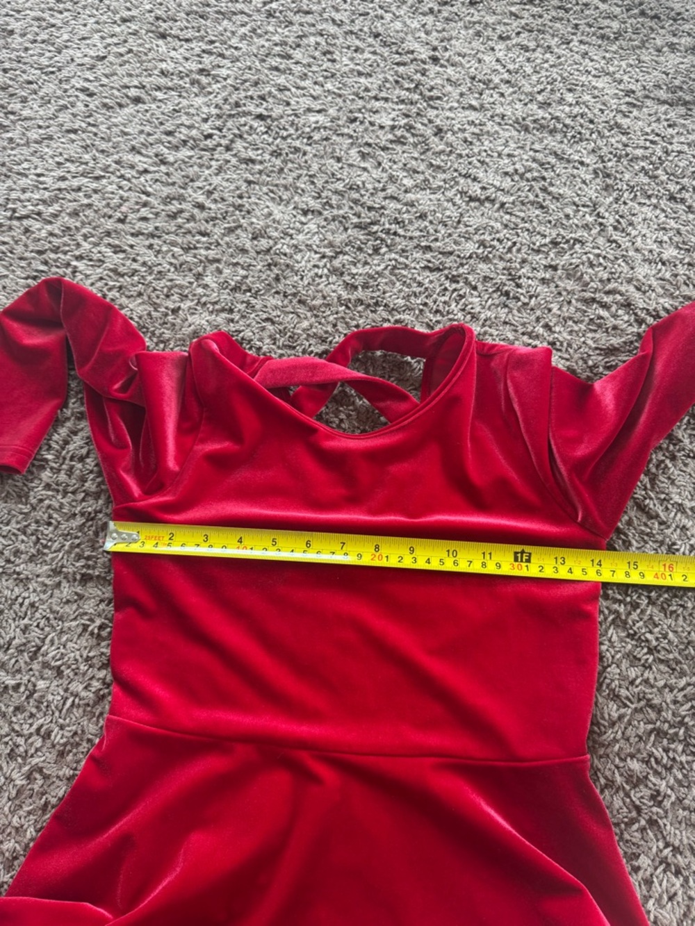 The Children’s Place Girls Red Velvet Dress Fit Flare Holiday Christmas 10 12 - Picture 8 of 8